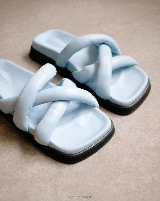 femmes bleu bébé P64N218 Alohas slip on cross - sandales en cuir bleu