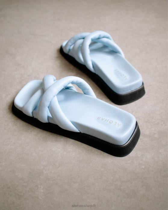 femmes bleu bébé P64N218 Alohas slip on cross - sandales en cuir bleu