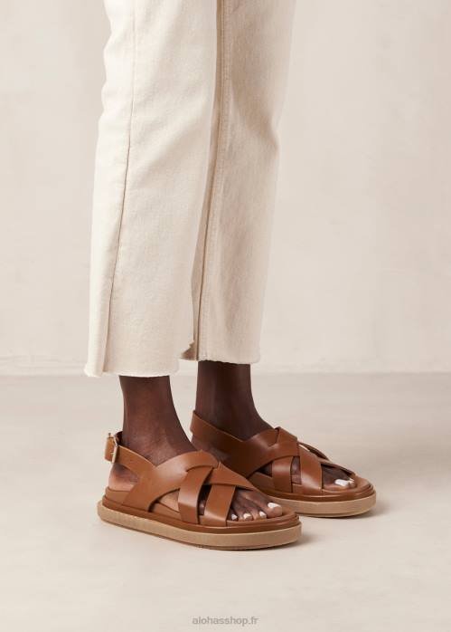 femmes bronzer P64N371 Alohas trunca - sandales en cuir marron