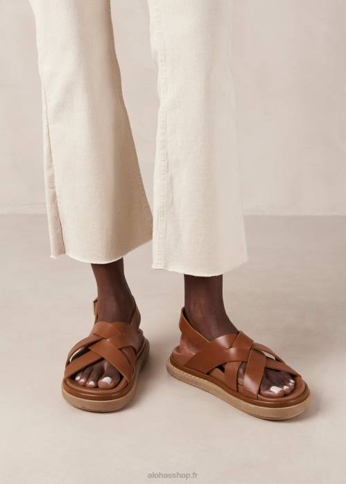femmes bronzer P64N371 Alohas trunca - sandales en cuir marron