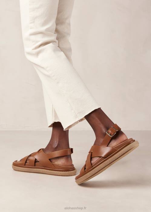 femmes bronzer P64N371 Alohas trunca - sandales en cuir marron