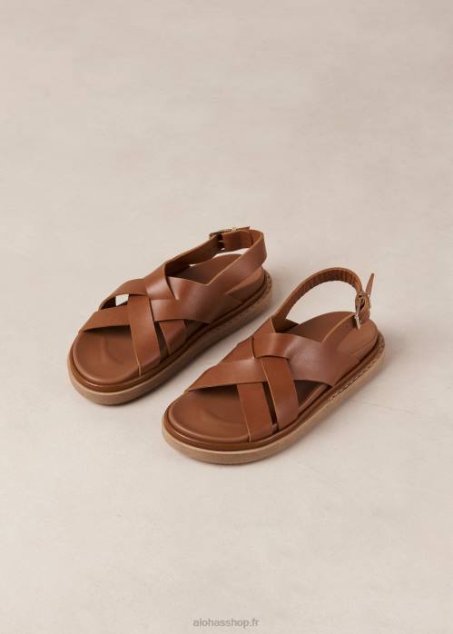 femmes bronzer P64N371 Alohas trunca - sandales en cuir marron