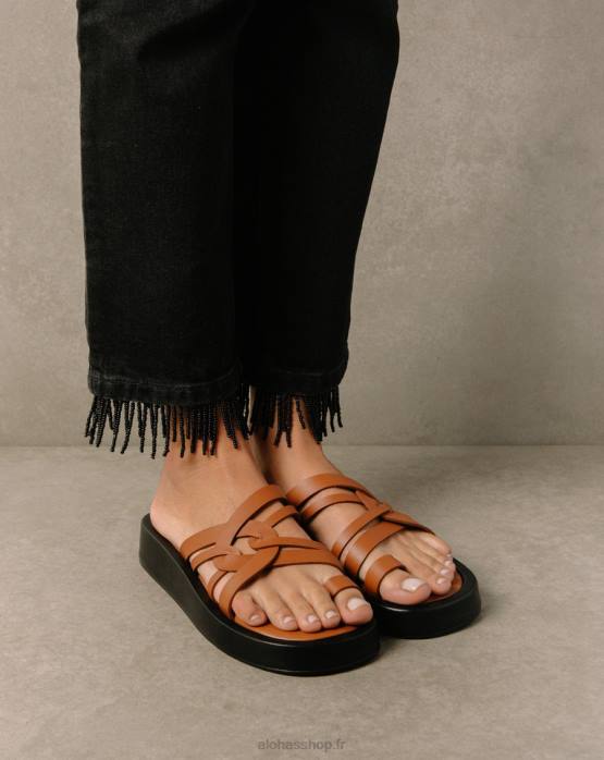 femmes bronzer P64N423 Alohas cool - sandales en cuir marron