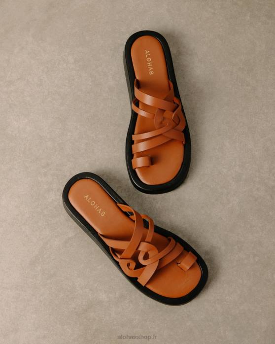 femmes bronzer P64N423 Alohas cool - sandales en cuir marron