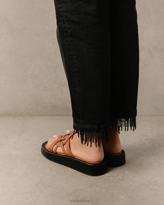 femmes bronzer P64N423 Alohas cool - sandales en cuir marron