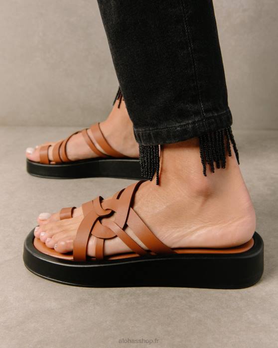 femmes bronzer P64N423 Alohas cool - sandales en cuir marron