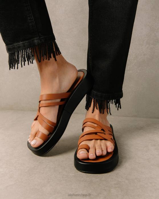 femmes bronzer P64N423 Alohas cool - sandales en cuir marron