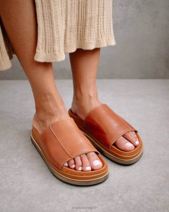 femmes bronzer P64N521 Alohas boucle scellée - sandales en cuir marron