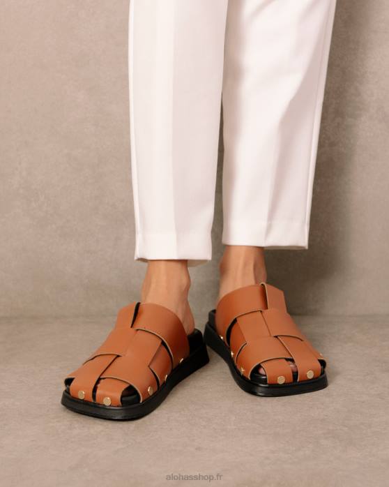 femmes bronzer P64N531 Alohas stuart - mules en cuir marron