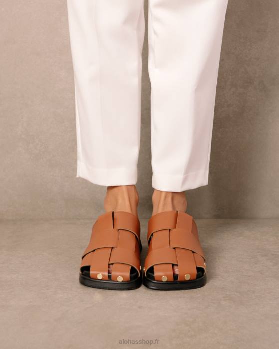femmes bronzer P64N531 Alohas stuart - mules en cuir marron