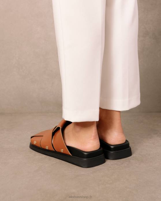 femmes bronzer P64N531 Alohas stuart - mules en cuir marron
