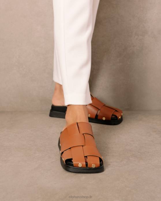 femmes bronzer P64N531 Alohas stuart - mules en cuir marron