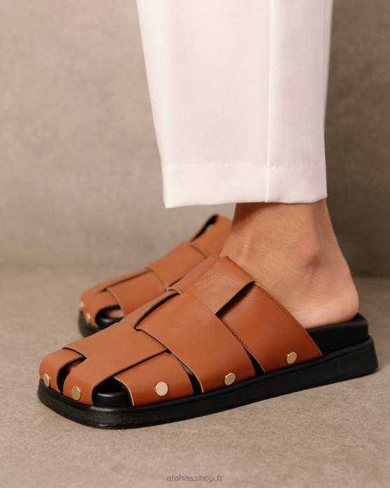 femmes bronzer P64N531 Alohas stuart - mules en cuir marron