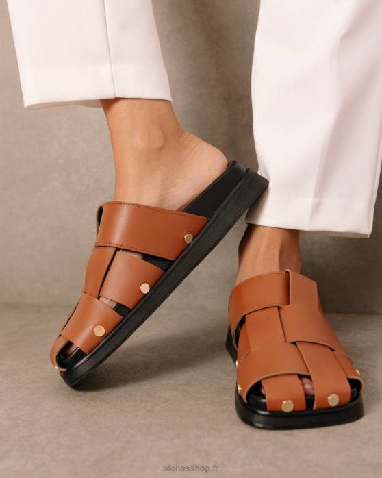 femmes bronzer P64N531 Alohas stuart - mules en cuir marron