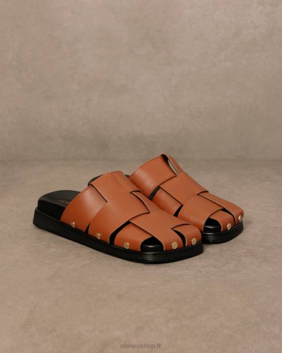 femmes bronzer P64N531 Alohas stuart - mules en cuir marron