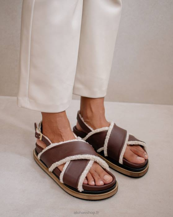 femmes brun P64N114 Alohas marron guimauve