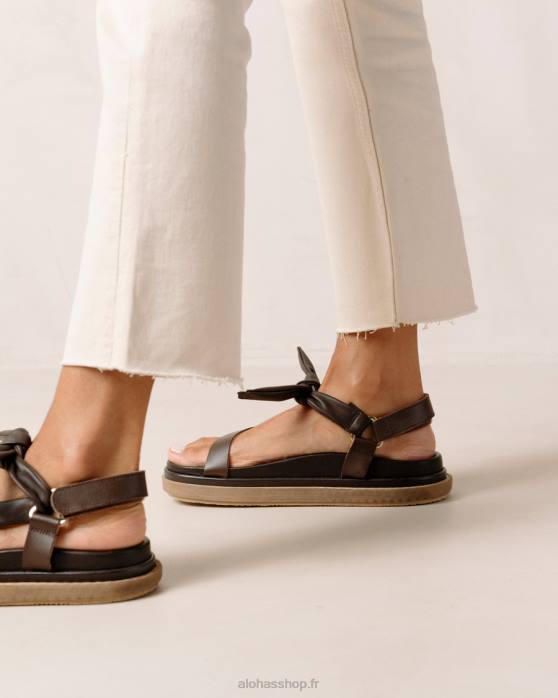 femmes brun café P64N465 Alohas attachées ensemble - sandales en cuir marron