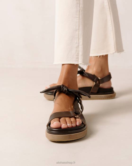 femmes brun café P64N465 Alohas attachées ensemble - sandales en cuir marron