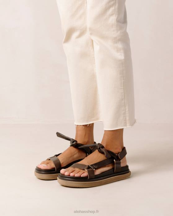 femmes brun café P64N465 Alohas attachées ensemble - sandales en cuir marron