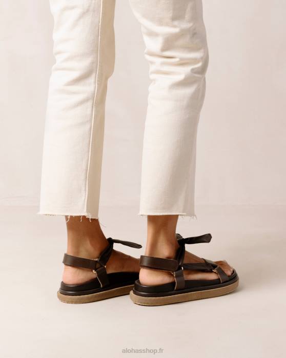femmes brun café P64N465 Alohas attachées ensemble - sandales en cuir marron