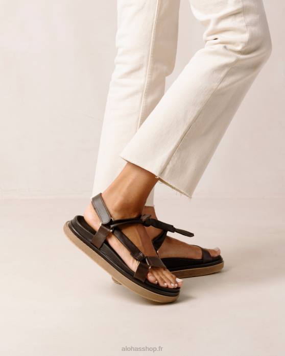 femmes brun café P64N465 Alohas attachées ensemble - sandales en cuir marron