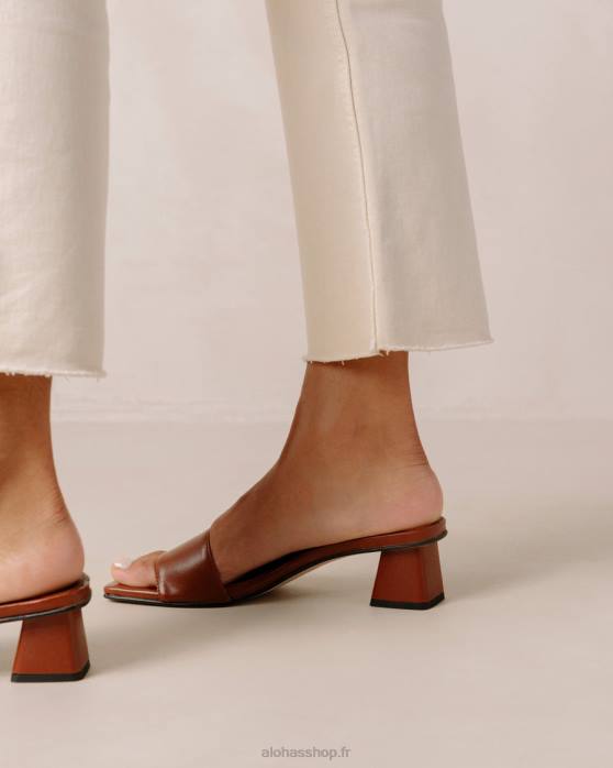 femmes brun pain d'épice P64N362 Alohas squared - sandales en cuir vegan marron