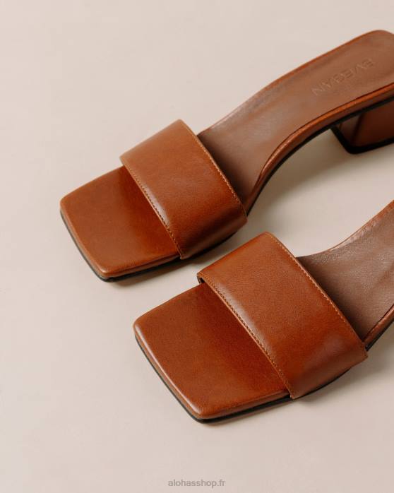 femmes brun pain d'épice P64N362 Alohas squared - sandales en cuir vegan marron
