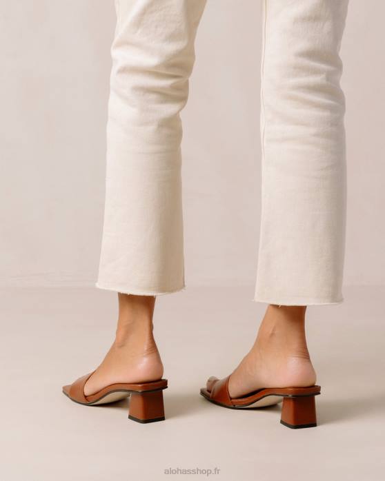 femmes brun pain d'épice P64N362 Alohas squared - sandales en cuir vegan marron