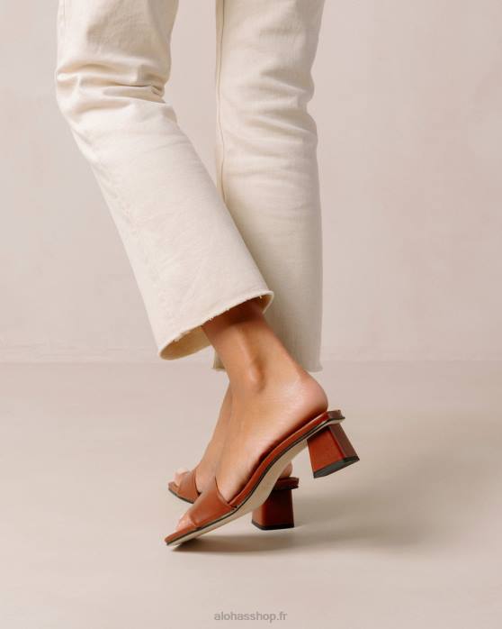 femmes brun pain d'épice P64N362 Alohas squared - sandales en cuir vegan marron