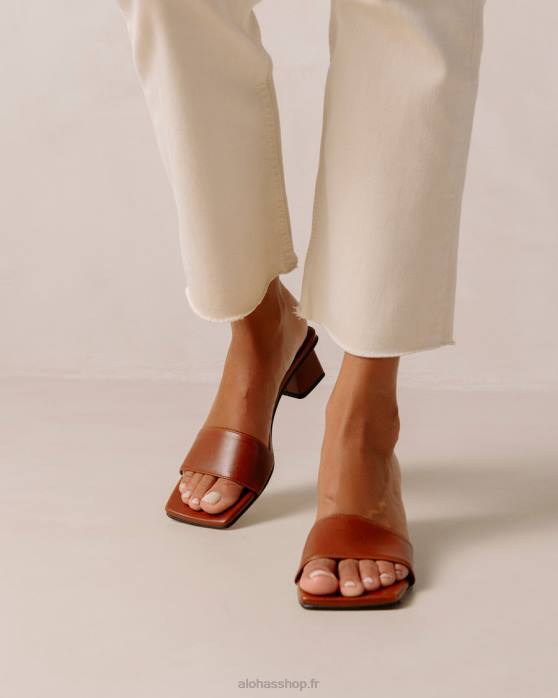 femmes brun pain d'épice P64N362 Alohas squared - sandales en cuir vegan marron