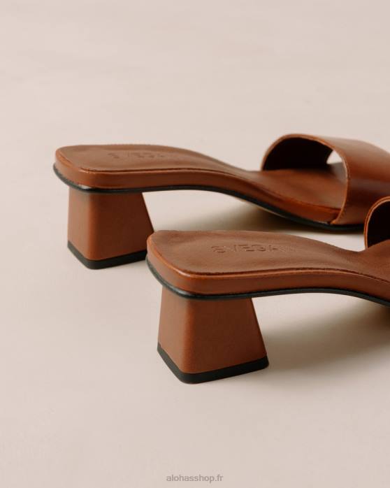 femmes brun pain d'épice P64N362 Alohas squared - sandales en cuir vegan marron