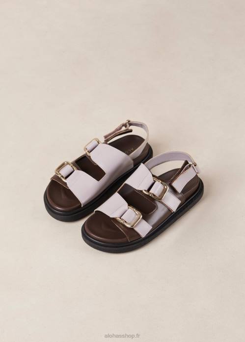femmes café marron mauve P64N15 Alohas harper - sandales en cuir marron et violet