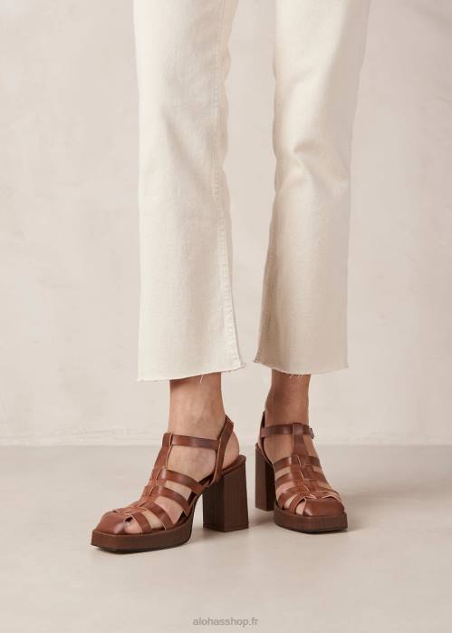 femmes caramel P64N170 Alohas rollers - sandales en cuir vegan marron