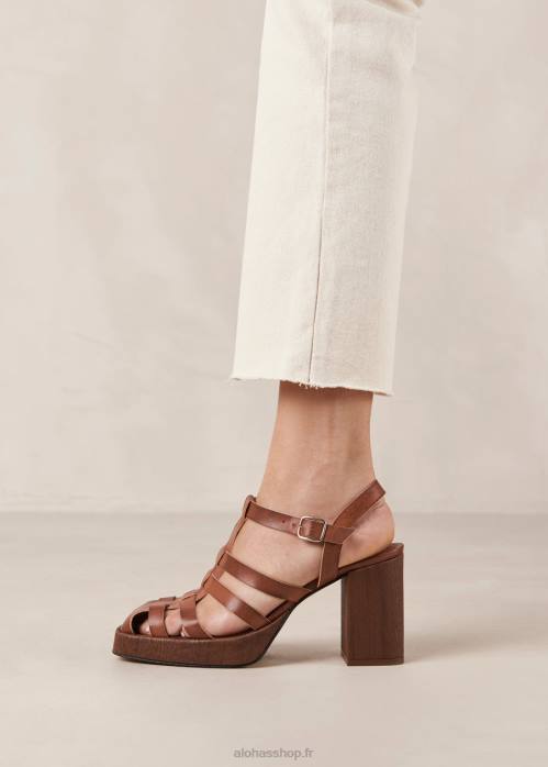 femmes caramel P64N170 Alohas rollers - sandales en cuir vegan marron