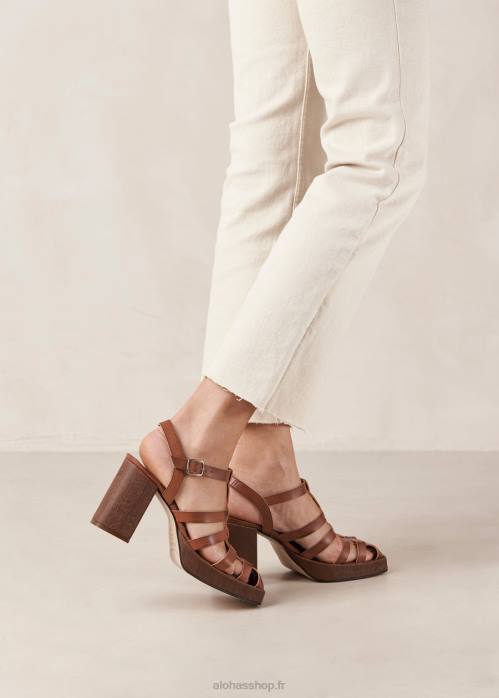 femmes caramel P64N170 Alohas rollers - sandales en cuir vegan marron