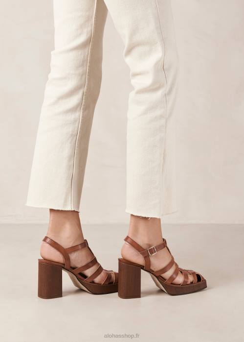 femmes caramel P64N170 Alohas rollers - sandales en cuir vegan marron