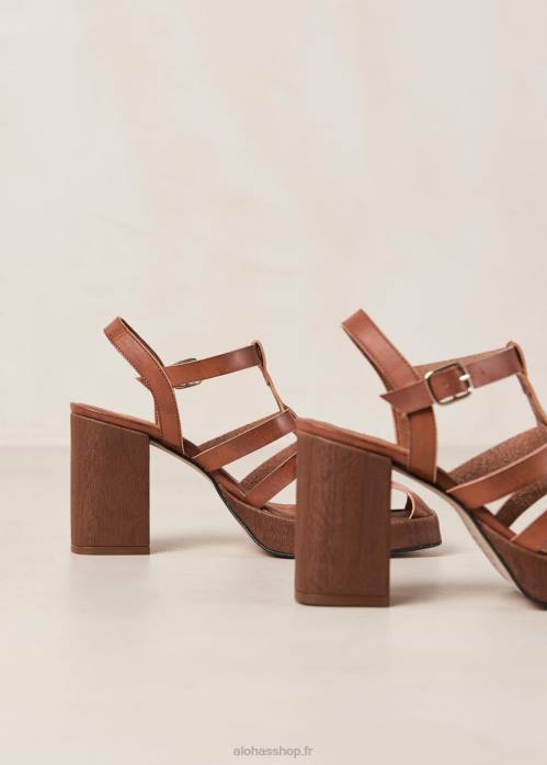 femmes caramel P64N170 Alohas rollers - sandales en cuir vegan marron