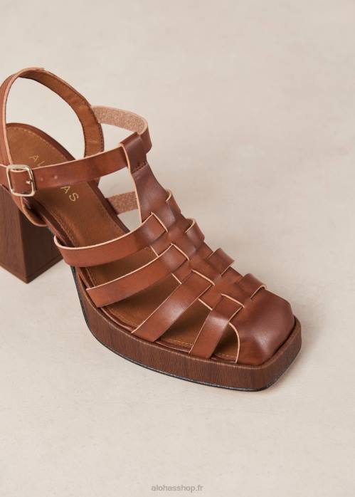 femmes caramel P64N170 Alohas rollers - sandales en cuir vegan marron