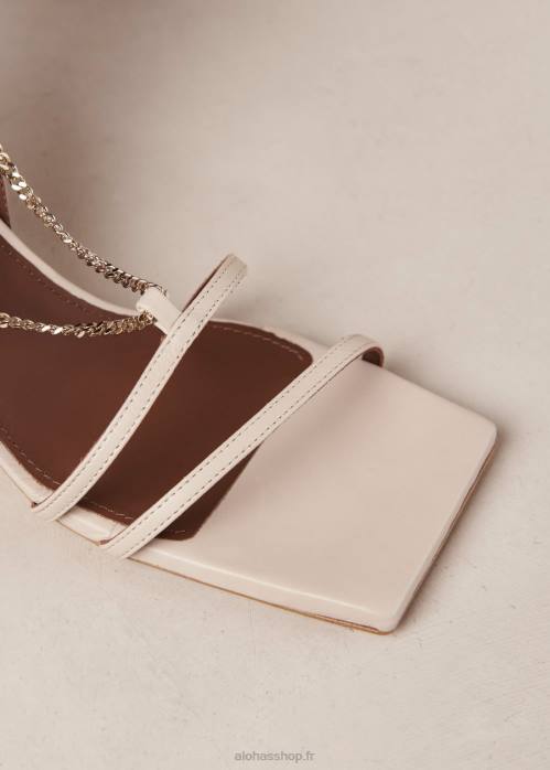 femmes chaîne pierre beige P64N592 Alohas chaîne à lanières - sandales en cuir blanc