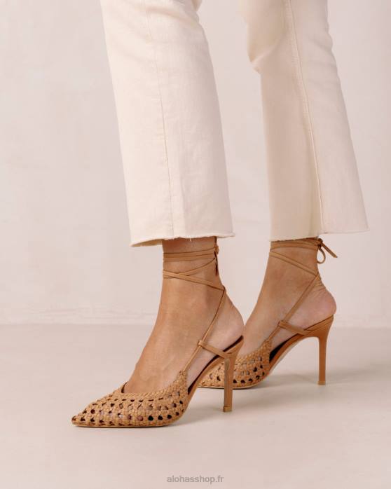 femmes chameau P64N407 Alohas tempête de sable - talons en cuir marron