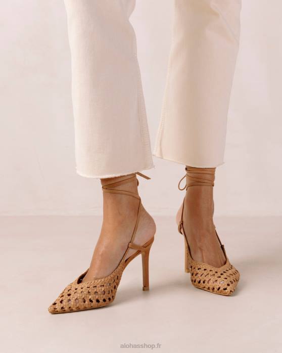 femmes chameau P64N407 Alohas tempête de sable - talons en cuir marron
