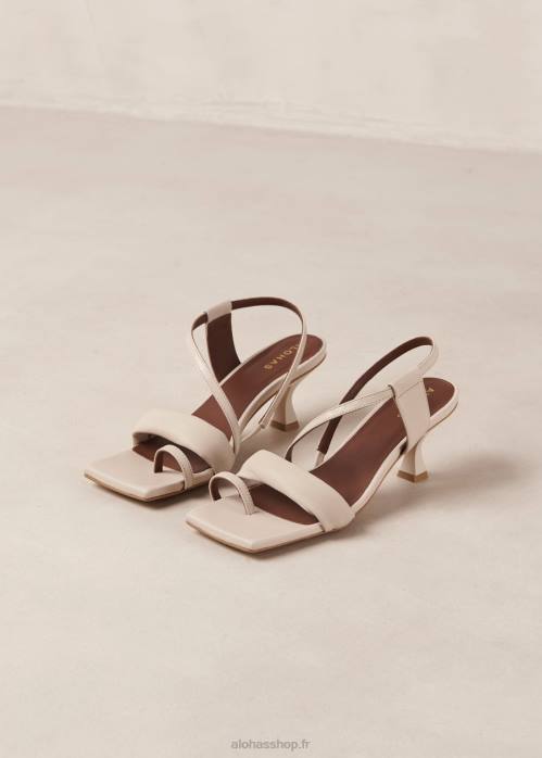 femmes crème P64N434 Alohas brides asymétriques - sandales en cuir blanc cassé