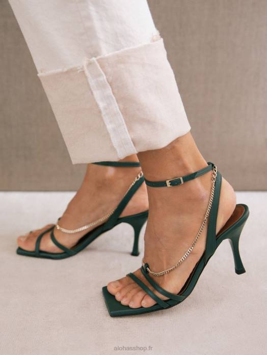 femmes forêt verte P64N215 Alohas chaîne à brides - sandales en cuir vert
