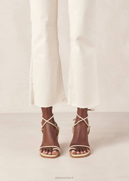 femmes ivoire de maïs P64N17 Alohas grace corn - sandales en cuir vegan blanc