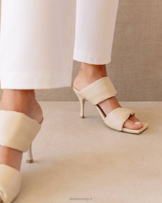 femmes ivoire de maïs P64N427 Alohas twist strap corn - mules en cuir vegan blanc