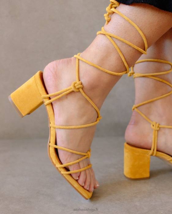 femmes jaune embué P64N165 Alohas paloma - sandales en daim jaune
