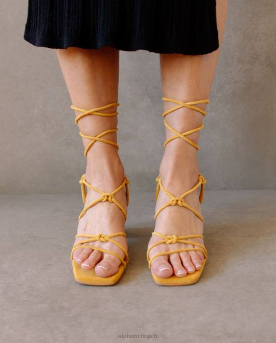femmes jaune embué P64N165 Alohas paloma - sandales en daim jaune