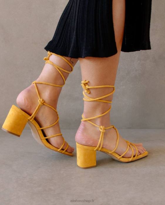 femmes jaune embué P64N165 Alohas paloma - sandales en daim jaune