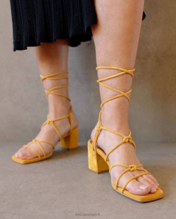 femmes jaune embué P64N165 Alohas paloma - sandales en daim jaune
