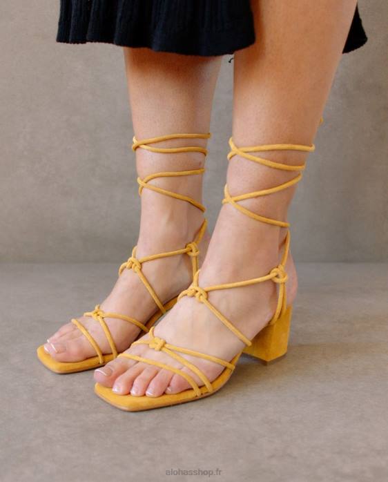 femmes jaune embué P64N165 Alohas paloma - sandales en daim jaune